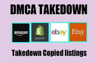 takedown report copyright listing products amazon,shopify,etsy,ebay,walmart