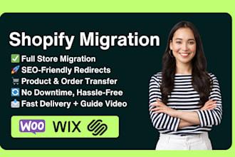 do complete shopify website migration from wix, squarespace,woocommerce