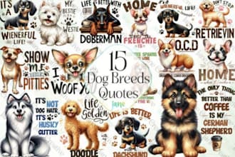 cute dog breeds quotes sublimation