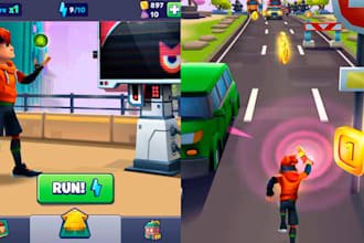 create endless runner game, arcade game, racing game, hyper casual game