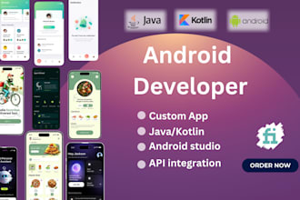 android app developer ,do mobile app development by android studio java kotlin