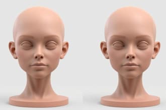 sculpt custom 3d head doll or character model for 3d printing with high detail