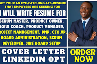 provide  scrum master resume, project management, jira, asana, resume writing