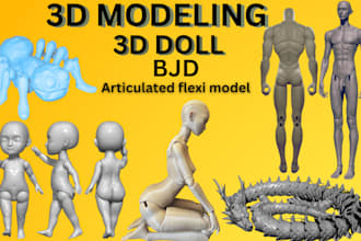 sculpt 3d doll jointed doll 3d articulated model 3d toy flexi model for printing