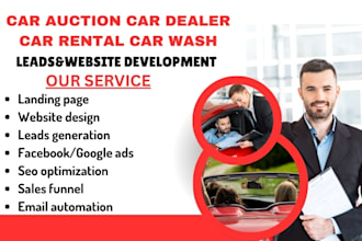 design car auction website car wash website car rental leads car dealer website
