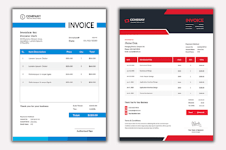do professional letterhead, receipt, price list, rate list, or invoice design