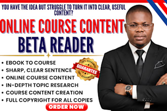 create ebook online course content, course creation, romance novel beta reader