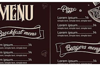 design animated or static digital or tv menu, board food menu, restaurant menu