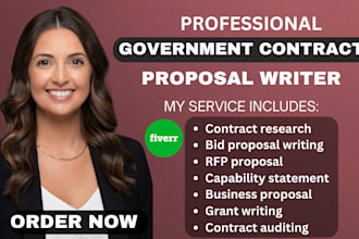 write government contract, capability statement, bid proposal, rfp,grant writing