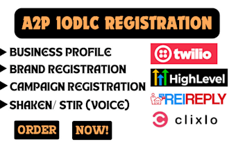 do a2p 10dlc registration on twilio, gohighlevel, rei reply for approval