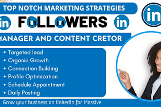 be your social media creator, linkedin marketing manager for followers, profile