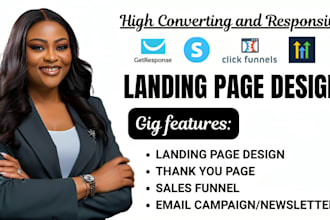 design getresponse, clickfunnel, systeme io landing page, sales funnel