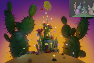 create low poly 3d models, environments, assets in blender