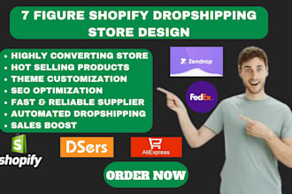 design automated shopify store, shopfiy dropshipping store, shopify store design