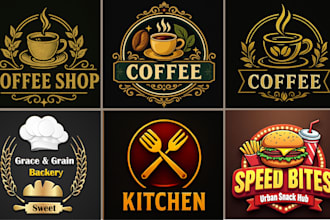design coffee shops, kitchen, restaurants, bakeries, bars, or bbqs logo