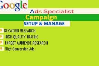 setup ,audit and optimize google ads, adwords, PPC campaigns