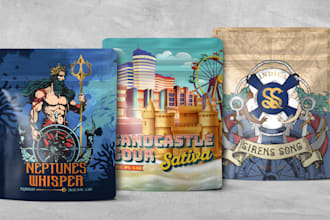 design unique and professional cannabis packaging, label, pouch, box
