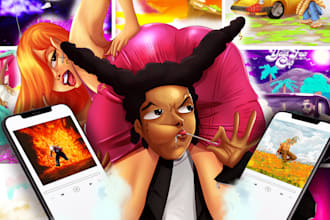 design a colorful cartoon music cover art with your idea