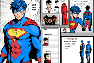 make concept art superhero character for cstyle comic illustration