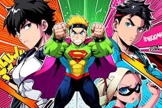 make custom cartoon anime manga pop comic superhero for you