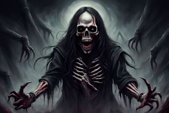 create dark art illustrations in pen and ink