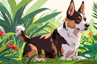 draw dog animal pets cartoon portrait vector art