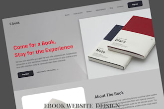 design ebook website, children book website, book author website, landing page