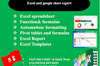 create excel spreadsheet, google sheet with functions, formulas, template