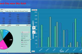excel project like table creation, dashboard with graphs and charts