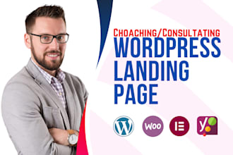 wordpress landing page design, elementor pro for consulting, coaching website