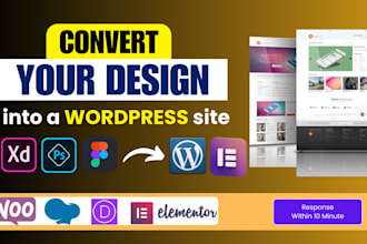 convert xd, psd or figma to wordpress elementor pro