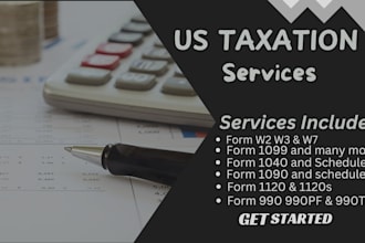 prepare and e file US tax forms 990s,1040s,1065s,1120 and all schedules