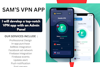 develop a professional vpn app with an admin panel that include source code