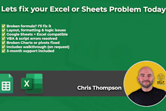 fix your excel or google sheets problem fast and professionally