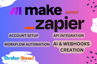 automate make com workflow, zapier api integration, webhook