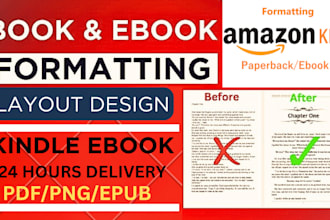 do book formatting, book layout design, kindle ebook format