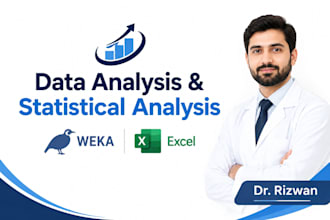 do data analysis and statistics analysis using weka, excel