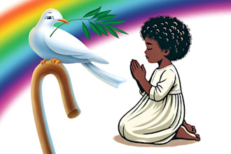 illustrate christian children story book, bible story, book cover, kids story