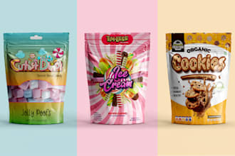 design pouch, label, mylar bag, coffee bag, sachet and food packaging design