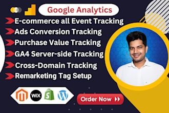 setup ga4,  ecommerce, conversion tracking, and server side via GTM