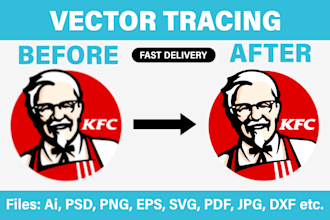 do HQ vector tracing, redraw logo, convert to vector, recreate, raster to vector