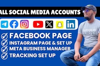 create, integrate, and set up all social media page accounts expertly