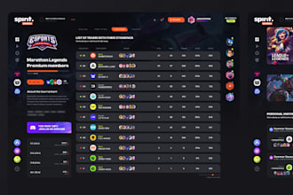 develop tournament website, bet app, fantasy sport app