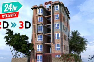 render 3d visualization of residential house plan in 24 hr