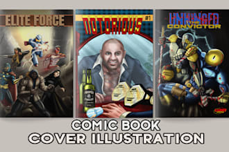 draw comic book cover illustration and design