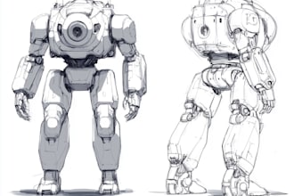 draw and illustrate high quality robot, mecha concepts