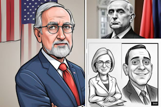 draw portrait political cartoons and social cartoon for you