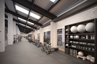 render 3d apartment interior of a gym