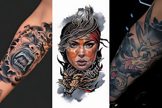 do unique modern custom tattoo design, any tattoo artist