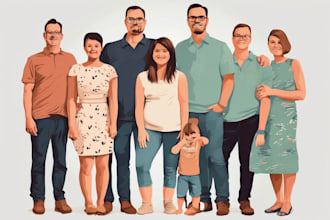 draw a vector art family portrait